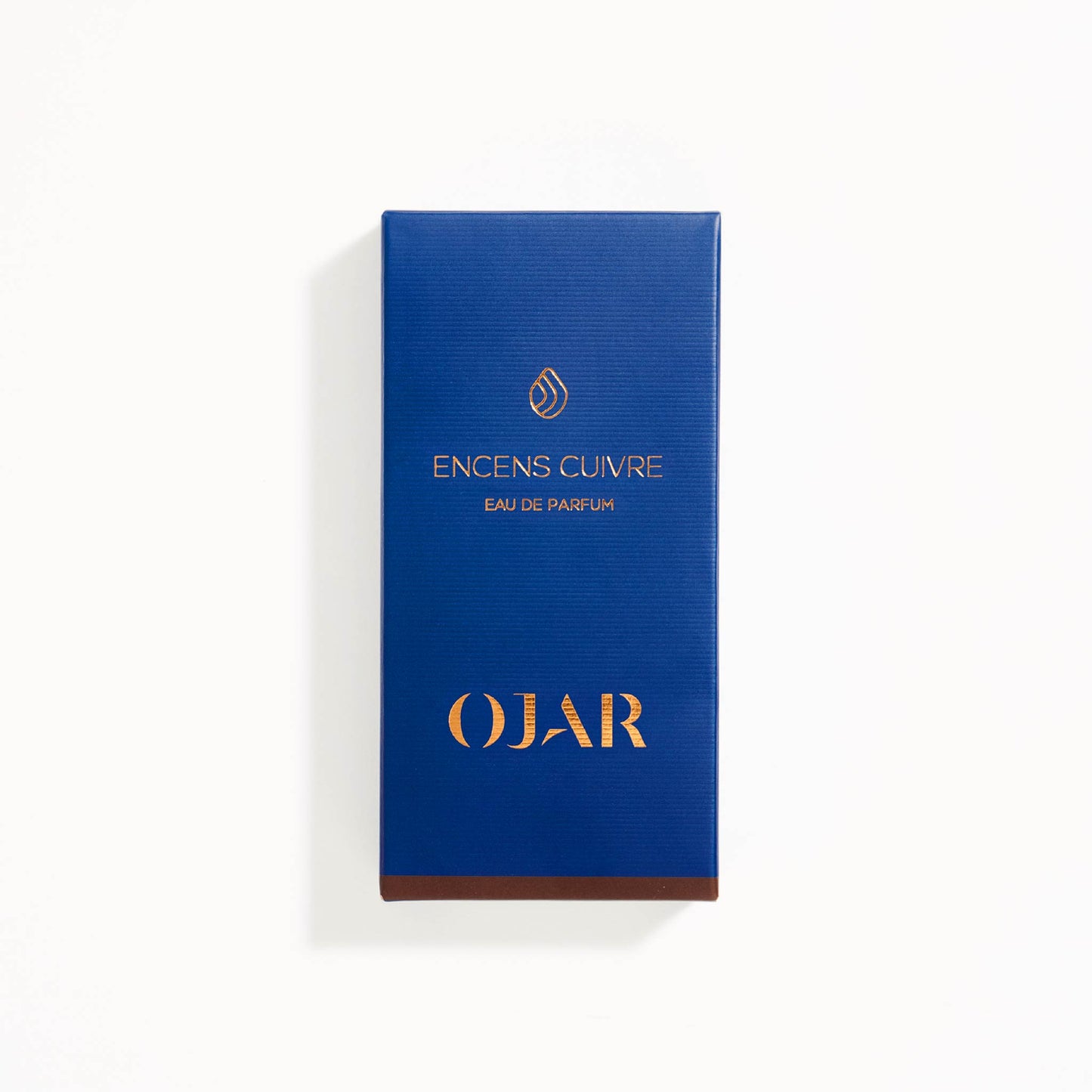 Blue Ojar perfume 15ML box with text ENCENS CUIVRE EAU DE PARUM on a white background