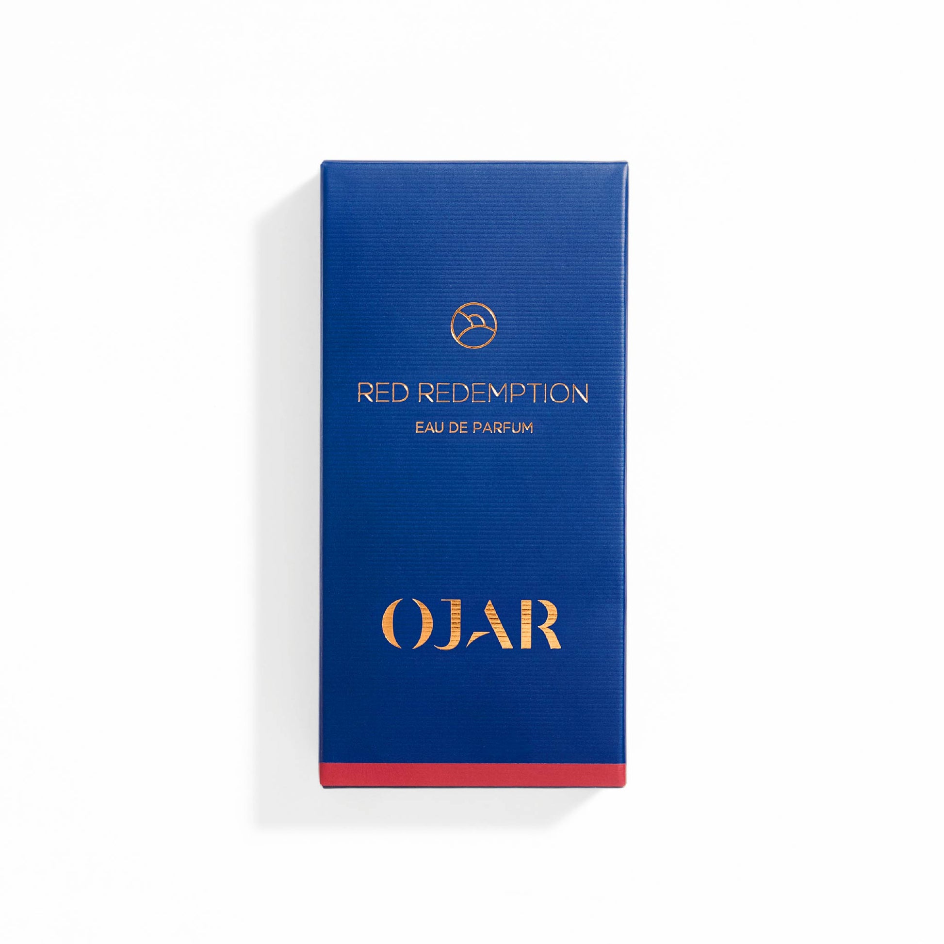 Blue box of OJAR Red Redemption Eau de Parfum 15ML on a white background