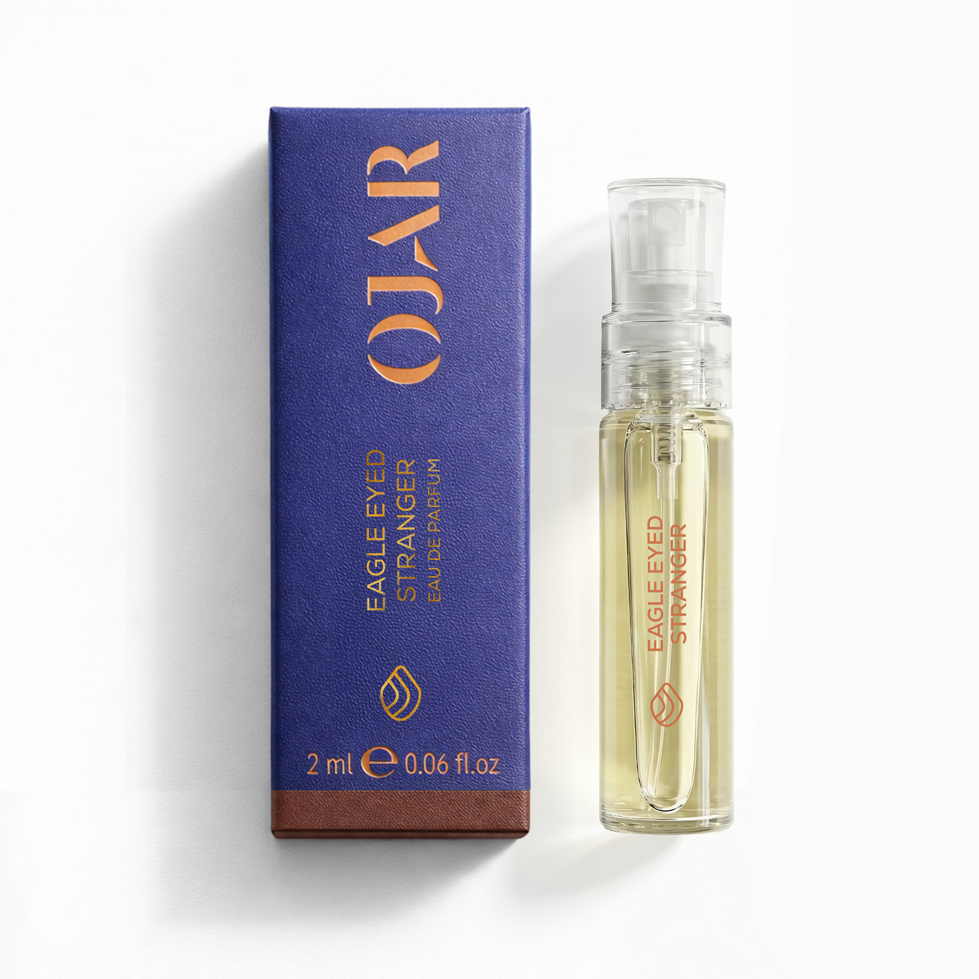 OJAR Eagle Eyed Stranger EDP 2ML perfume bottle and packaging on a white background
