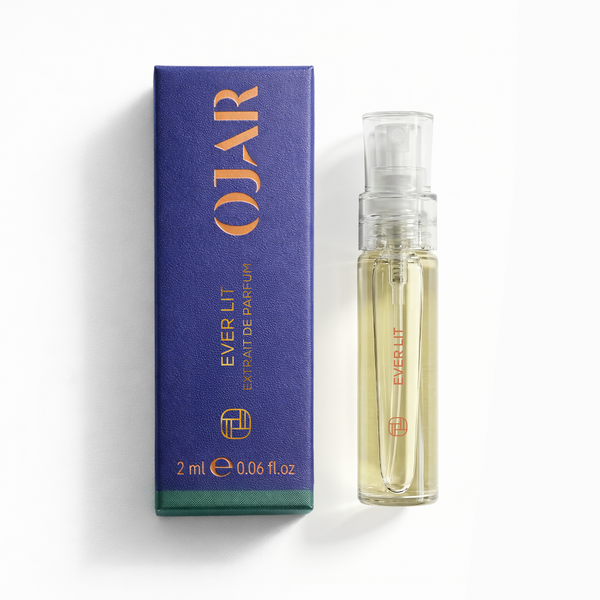OJAR Ever Lit EDP 2ML perfume bottle and packaging on a white background