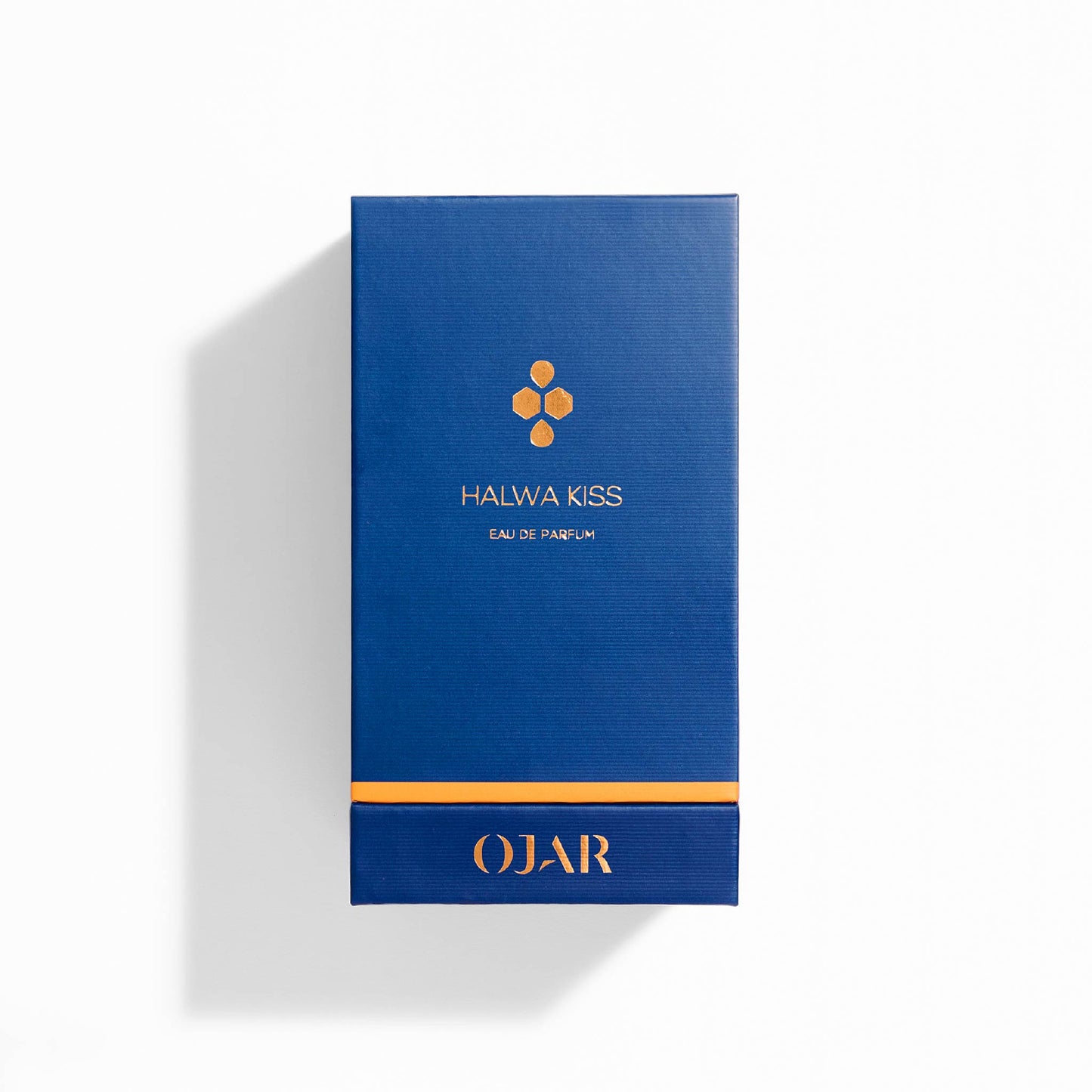 Blue box of Ojar Halwa Kiss 15ML perfume on a white background